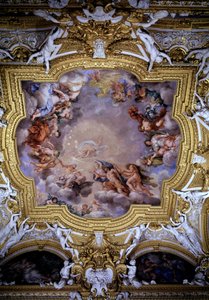 Cosimo I de Medici (Cosimo I de Tuscany ledd framför Jupiter av Victory och Heracles) Fresco av Pietro da Cortona (Berrettini) (1596-1669) Florens, Palazzo Pitti, Sala di Apollo av Pietro da Cortona