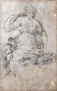 Kvinnlig figur, Study for the Age of Silver fresk