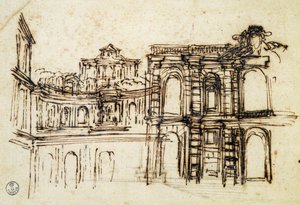 Studie för teater i Palazzo Pitti i Florens, av Pietro Berrettini känd som Pietro da Cortona (1596-1669), Italien av Pietro da Cortona