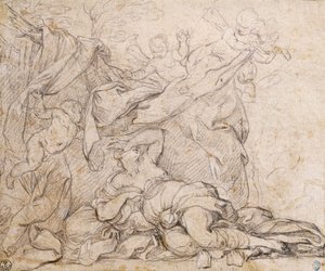 Venus, studie för Triumph of Divine Providence, fresk på valv i hallen på Palazzo Barberini, Rom av Pietro da Cortona