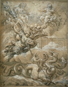Den heliga treenigheten med den helige Michael som erövrar draken, 1666 av Pietro da Cortona