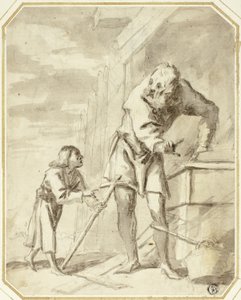 Saint Joseph med Jesusbarnet i hans snickeri
