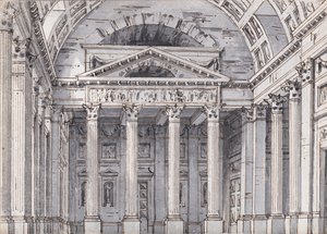 Scenografi för operan Belisario av Gaetano Donizetti, 1820-talet. av Pietro di Gottardo Gonzaga