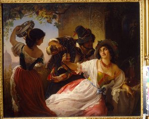 Oktoberfestival i Rom (Italien) - Målning av Pimen Nikitich Orlov (1812-1863), olja på duk