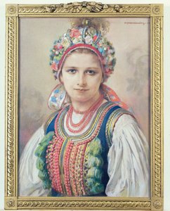 Cracowian Bride, 1917 (pastell på kartong) av Piotr Stachiewicz