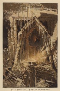 Saltkristaller som liknar gotisk arkitektur (färgad gravyr) av Piotr Stachiewicz