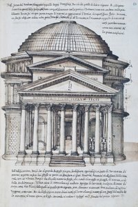 Utsikt över Pantheon i Rom, ritning från volym XIII av XXX Libri delle Antichita (antikvitetsböcker)