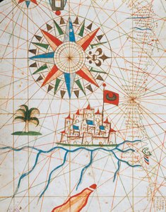 Alexandria, Egypten, från portolanatlas bestående av sex kartor, av Placido Caloiro och Francesco Oliva, Pergament. 1646.