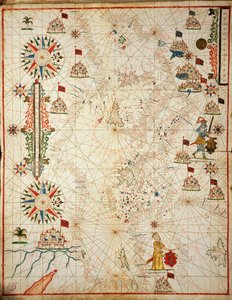 Medelhavet, från portolan atlas av sex sjökort, av Placido Caloiro och Francesco Oliva, Parchment. 1646.