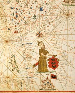 Osmanska riket, från portolan atlas bestående av sex diagram, av Placido Caloiro och Francesco Oliva, Parchment. 1646.