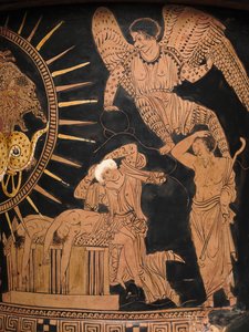 Detalj av en Lucanian Calyx-Krater, c.400 f.Kr