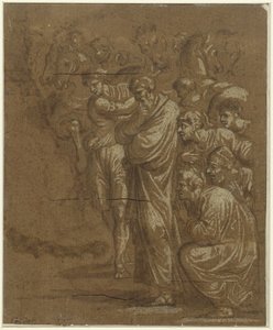 Tillbedjan av kungarna av Polidoro da Caravaggio (possibly)