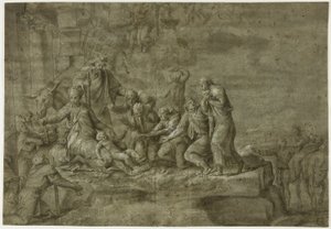 Tillbedjan av herdarna av Polidoro da Caravaggio