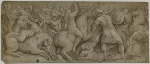 Slaget om amasonerna av Polidoro da Caravaggio