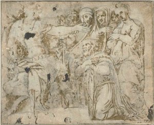 Familj av Darius före Alexander av Polidoro da Caravaggio