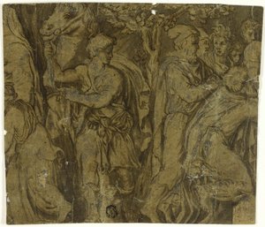 Berättelsen om Niobe: Ungdom med häst; tillbedjare av Polidoro da Caravaggio