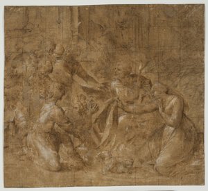 Tillbedjan av herdarna av Polidoro da Caravaggio