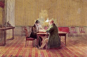 Adam Bernard Mickiewicz (1798-1855) spelar schack med en vän, 1830 av Polish School