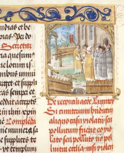 Välsignelse av en raserad kyrkogård av en biskop från biskop Erasmus Cioleks påvliga kyrka, ca 1510 (tempera & guld på pergament) av Polish School