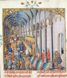 Vigning av biskopen från påvliga biskopen Erasmus Ciolek, ca 1510 (tempera & guld på pergament) av Polish School