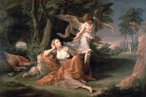 Hagar i öknen av Pompeo Girolamo Batoni