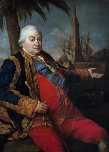 Porträtt av Pierre Andre de Suffren de Saint Tropez (Saint-Trophez), fogde av Suffren (1729-1788), vice amiral, i stor uniform av sjöofficer Målning av Pompeo Batoni (1708-1787) av Pompeo Girolamo Batoni