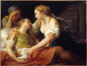 Döden av den romerske politikern och generalen Marc Antoine (Marcus Antonius) (83-30 f.Kr.) dog i Kleopatres armar. Målning av Pompeo Batoni (1708-1787) 1760 Brest, Museum of Fine Arts
