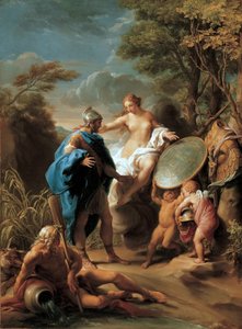 Venus presenterar Aeneas med rustning smidd av Vulcan av Pompeo Girolamo Batoni