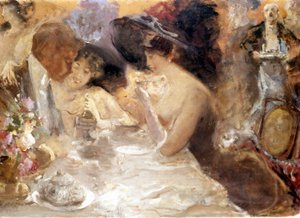 Middag i Monte Carlo. Belle Epoque av Pompeo Mariani. Slottsmuseet. Milano