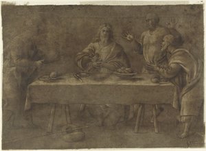 Måltid på Emmaus av Pomponio Amalteo (attributed to)