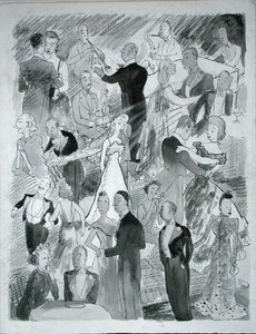 We go dancing in London (penna, bläck och monokrom akvarell på papper) av Pont