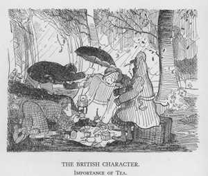 Den brittiska karaktären, betydelsen av te (litho)