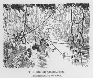 Den brittiska karaktären, golfens oumbärlighet (litho)