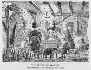 The British Character, förkärlek för helgstugor (litho) av Pont