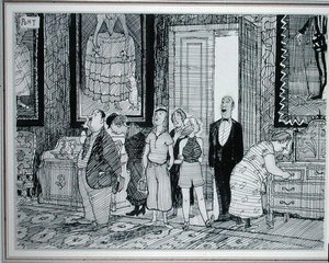 The British Character: stort intresse för historiska hus, illustration från Punch, publicerad 8 juli 1936 (penna och bläck på papper) av Pont