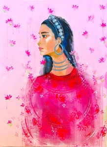 Elegant kvinna – Rosa lotus av Poonam Choudhary