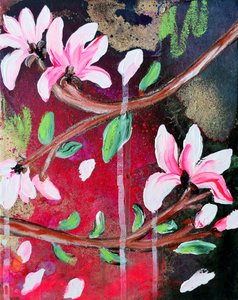 En färgsprakande magnoliablomma