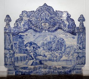 Allegory of air - Azulejos, målat lergods av Portuguese School