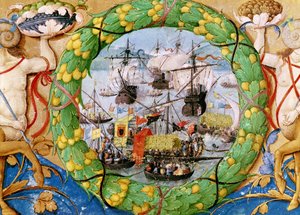 Den portugisiska flottans festival, illustration från Lettura Nova av Alem Douro, 1513 av Portuguese School