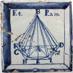 Geometriskt schema av en pyramid, plåtglaserat lergods, Lissabon andra hälften av 1700-talet - Musee national des azulejos, Lissabon (Portugal) av Portuguese School
