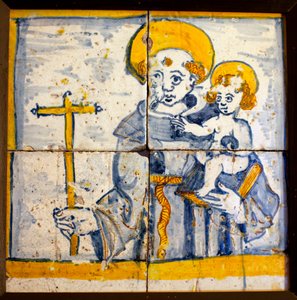 Sankt Antonius av Lissabon (sankt Antonius av Lissabon, glaserad keramik av Portuguese School