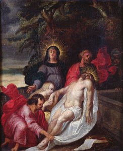 The Entombment of Christ, 1699 (olja på koppar) av Portuguese School