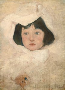 Liten flicka i vitt av Possibly American or British 19th Century