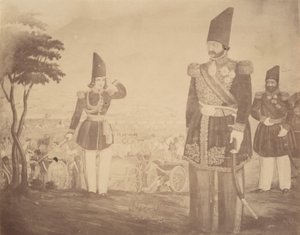 [En persisk revy i en målning som en gång tillhörde Ardeshir Mirza, kungens farbror.], 1840-60-tal. av Possibly by Luigi Pesce.