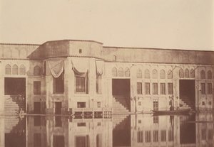 [Shahens sommarresidens Qasr, Emarat-e xoruji, Teheran, Iran], 1840-60-tal.