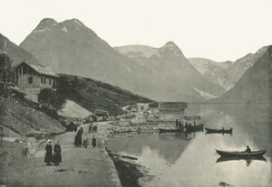 Mundal, vid Fjaerlandsfjorden, Sogn, Norge, 1895.