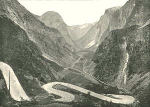 Zig-Zag-vägen och vattenfallen, Stalheim, Norge, 1895.