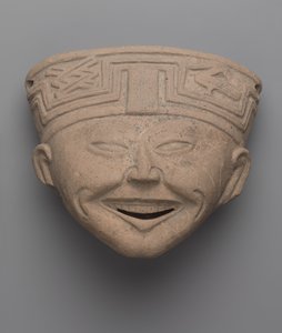 Head of a Laughing Man, Totonac (keramik) av Pre Columbian
