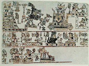 Faksimilkopia av Codex Bodley, detalj, ca 1521 (vellum) av Pre Columbian Pre Columbian