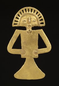 Figurhänge, c.700-1000 (guld) av Pre Columbian Pre Columbian